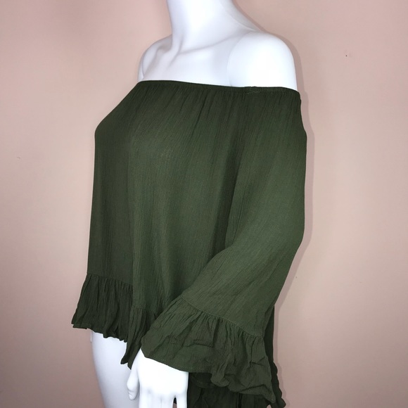 Sanctuary Top Size XS Fatigue Green Off Shoulder - Picture 2 of 4